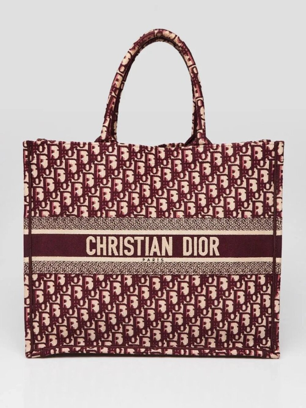 Christian Dior Burgundy Oblique Canvas Large Book Tote Bag
